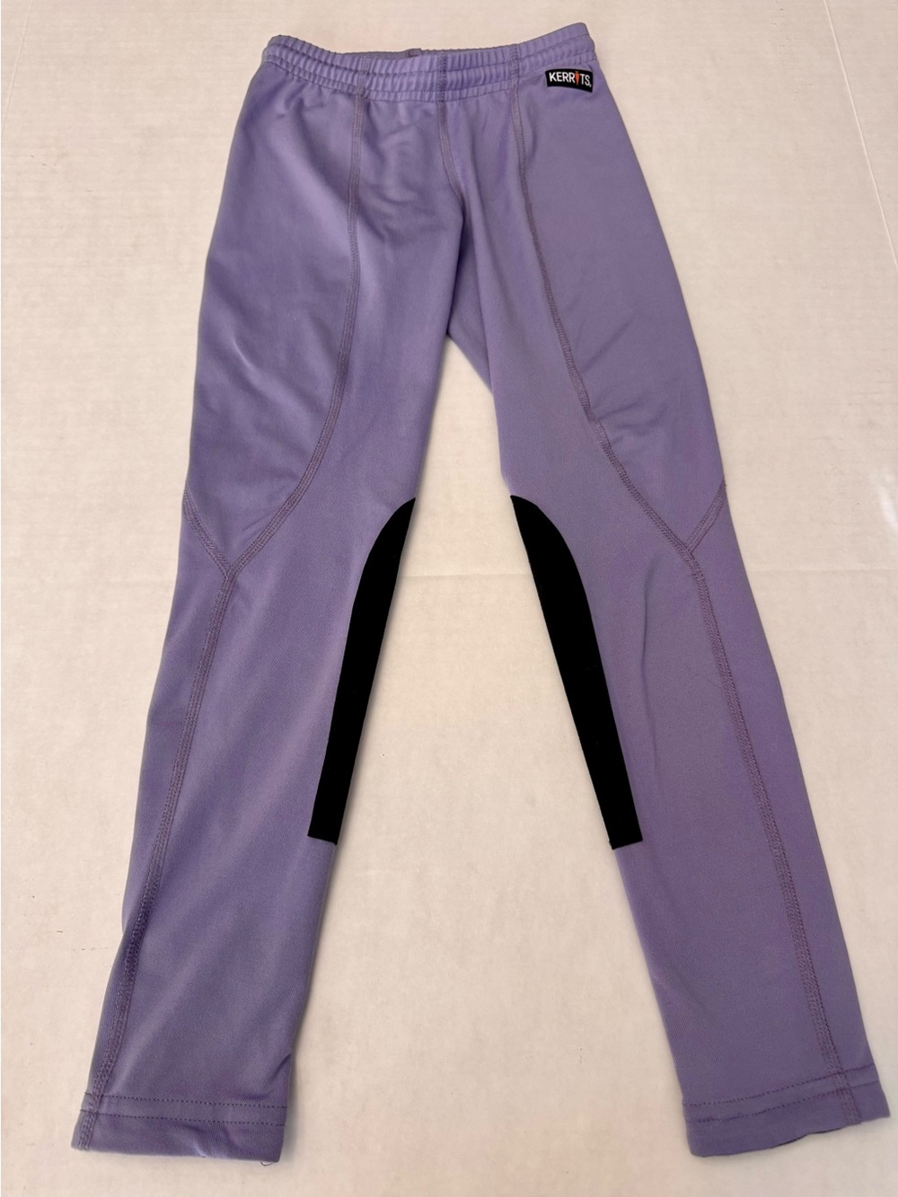 Kerrits Kids Performance Riding Tights Black Knee Patches Lavender Purple Small